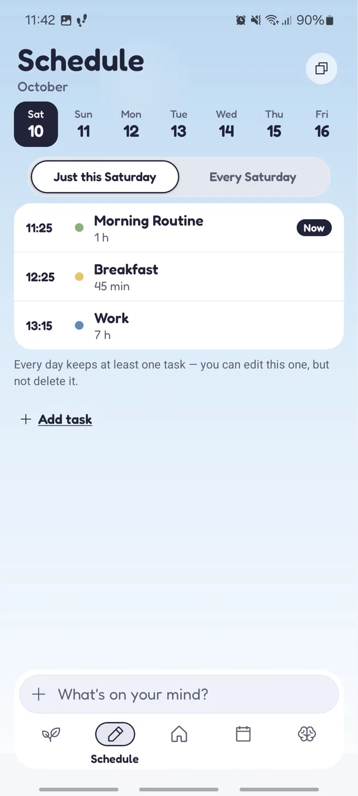 Visual Day schedule editor screen